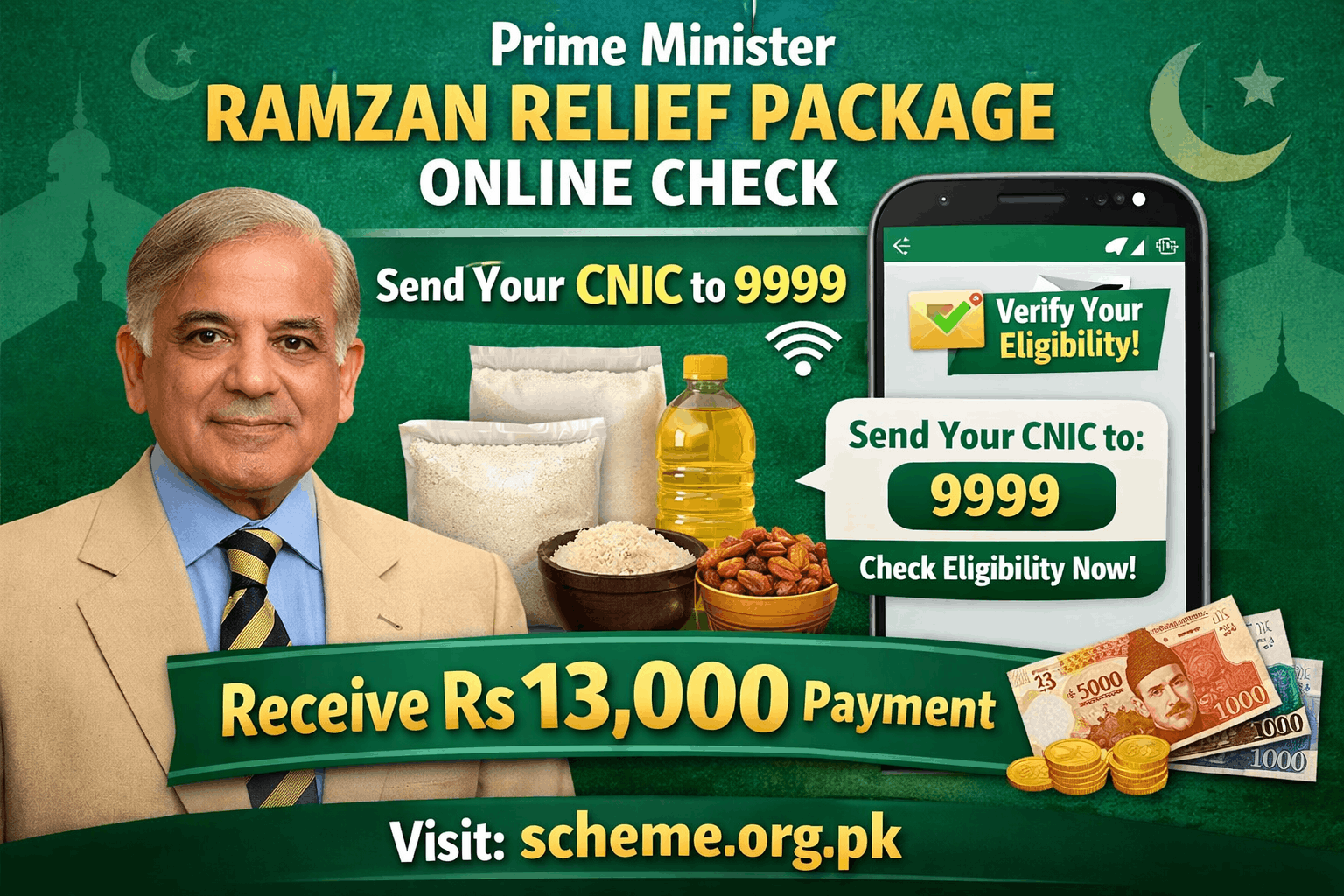 Prime Minister Ramzan Relief Package Online Check 9999