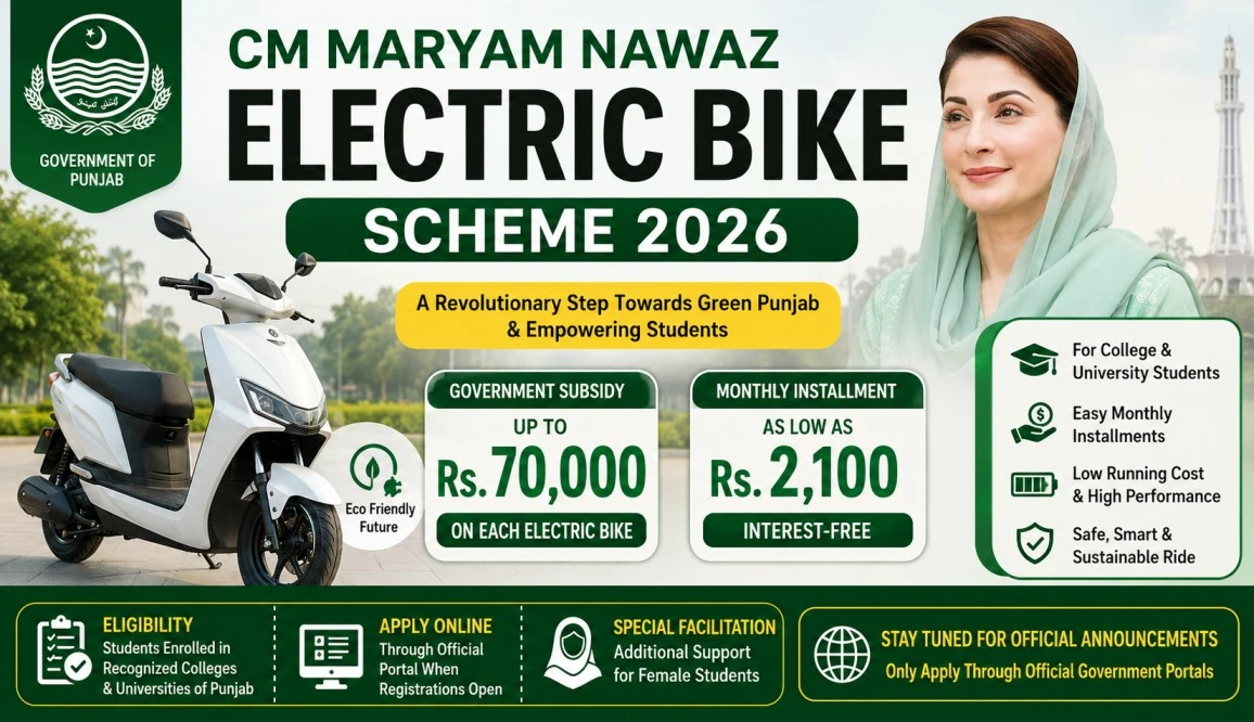 CM Maryam Nawaz Electric Bike Scheme 2026 Registration, Eligibility & Rs. 70,000 Subsidy 1 CM Maryam Nawaz Electric Bike Scheme 2026